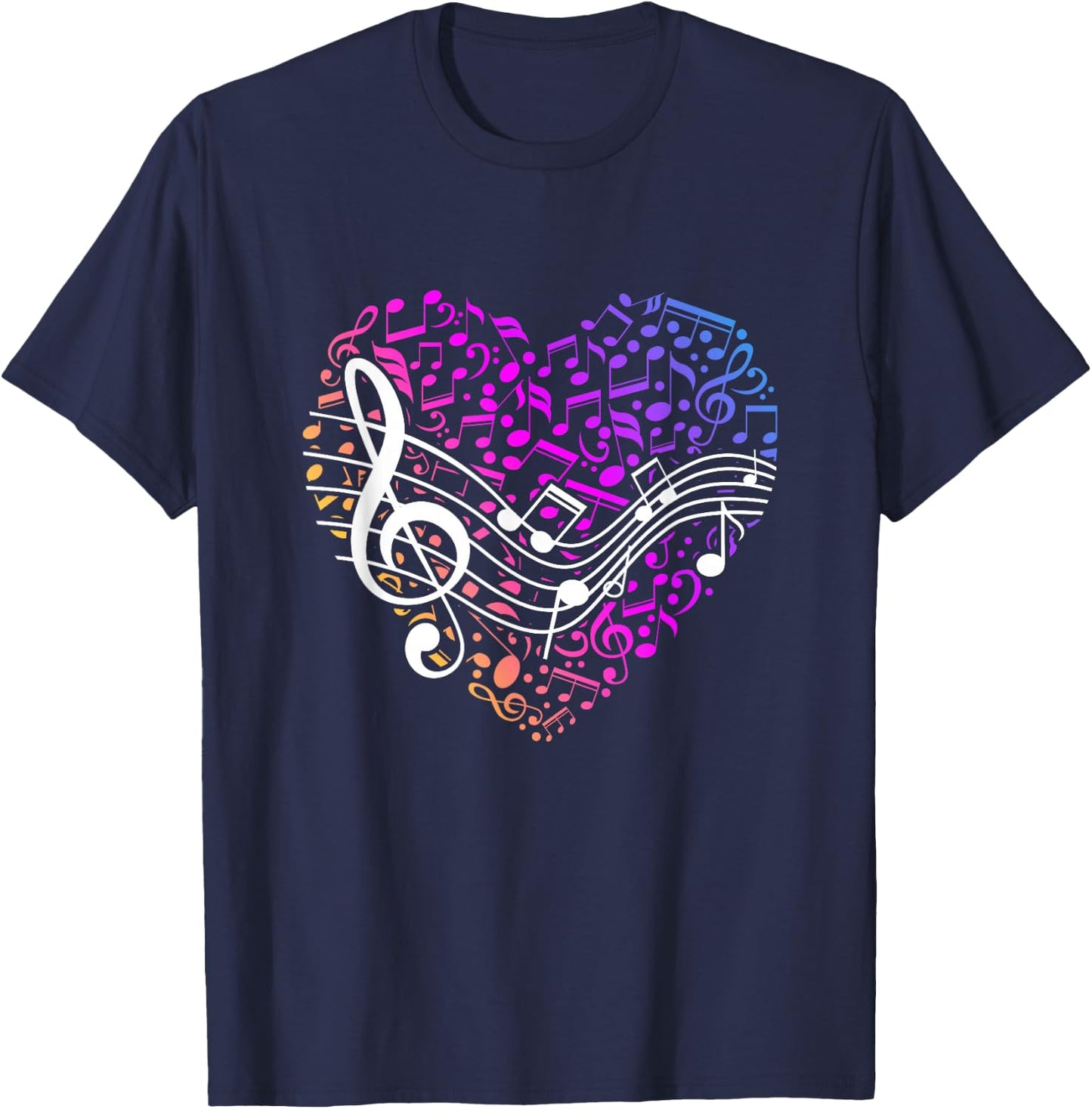 Music Heart Gift Valentine's Day Treble Clef T-Shirt - T-Shirt | Navy