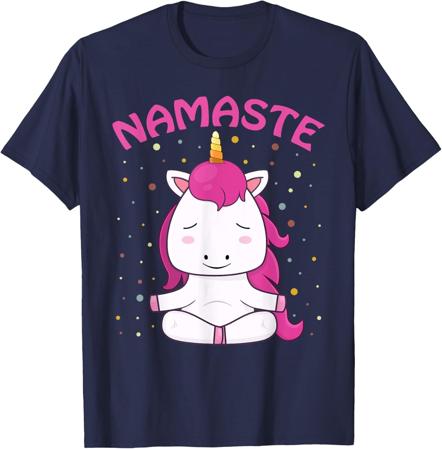 Unicorn Yoga Shirt Girls Magical Unicorns Sukhasana Namaste T-Shirt - T-Shirt | Navy