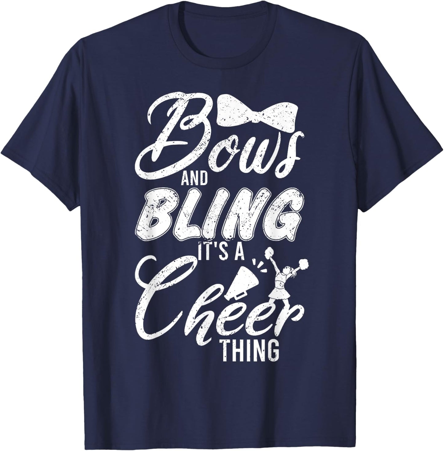 Youth Team Cute Cheerleader Bows And Bling Its A Cheer Thing T-Shirt - T-Shirt | Navy