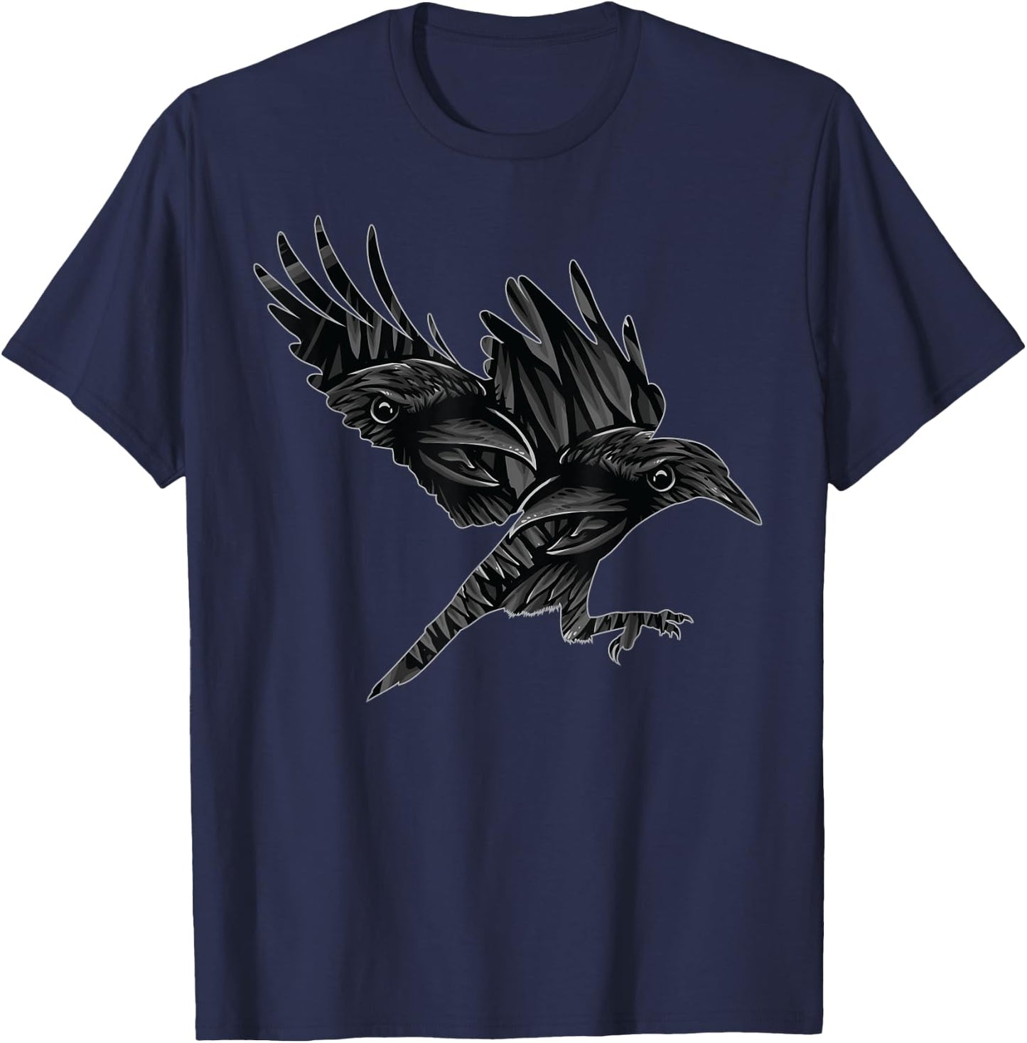 Gothic Animal Creepy Forest Bird Raven Spooky Black Raven T-Shirt - T-Shirt | Navy