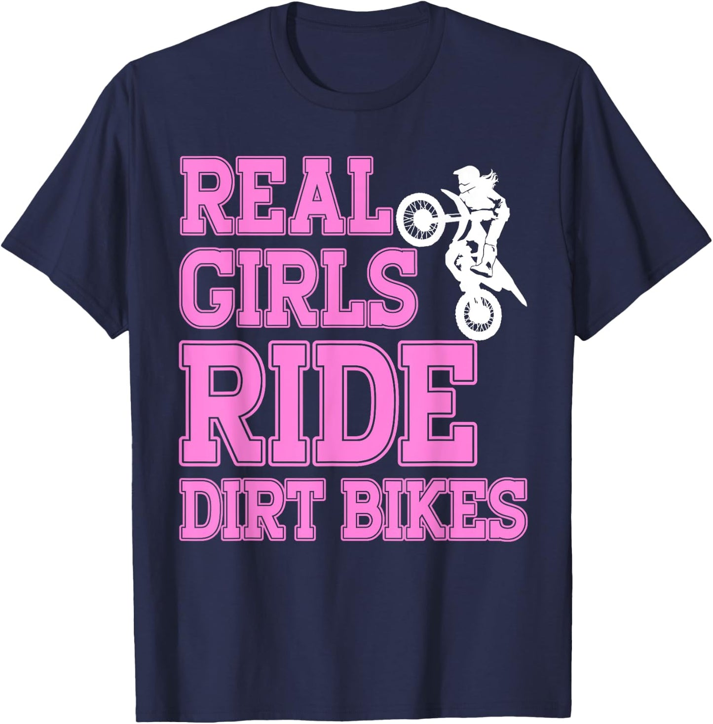 Braap Women Motorcycle Motocross Shirt Girl Dirt Bike T-Shirt - T-Shirt | Navy