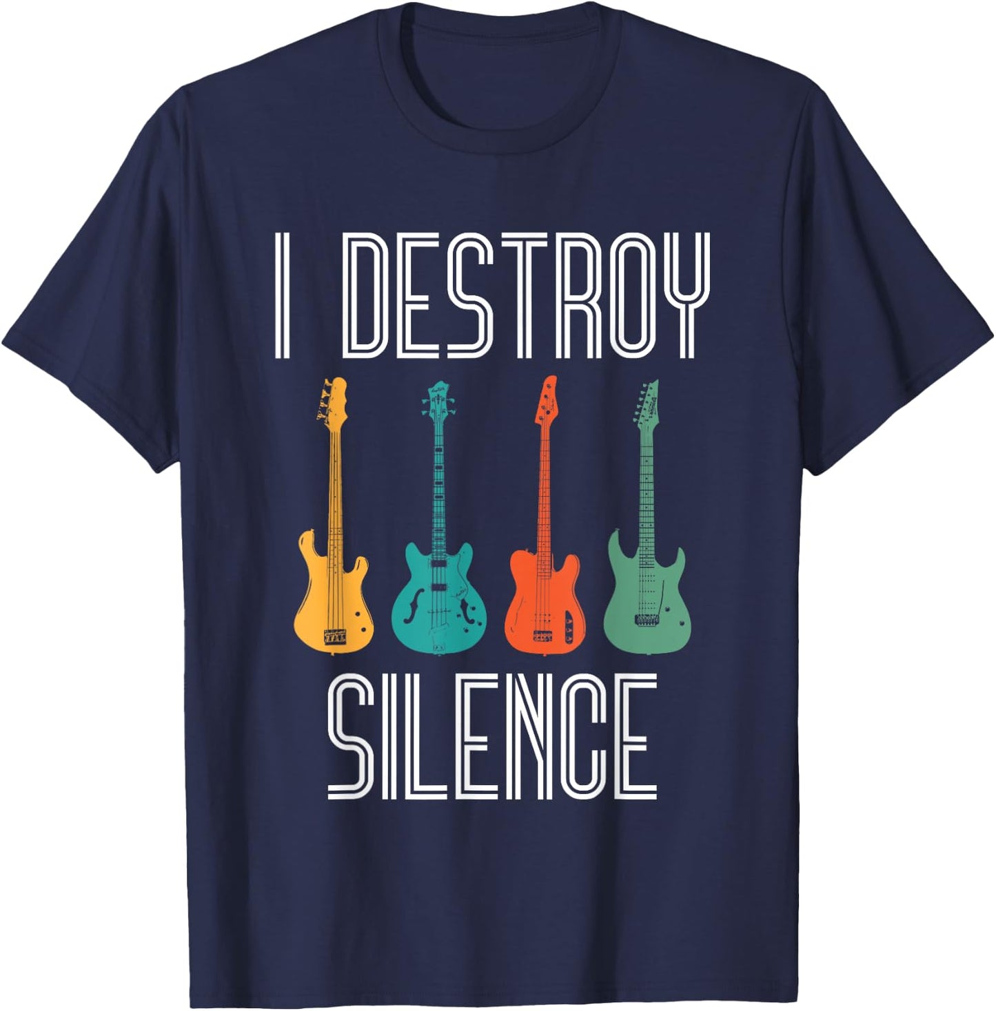 Guitar Vintage Guitar Player Gift T-Shirt - T-Shirt | Navy