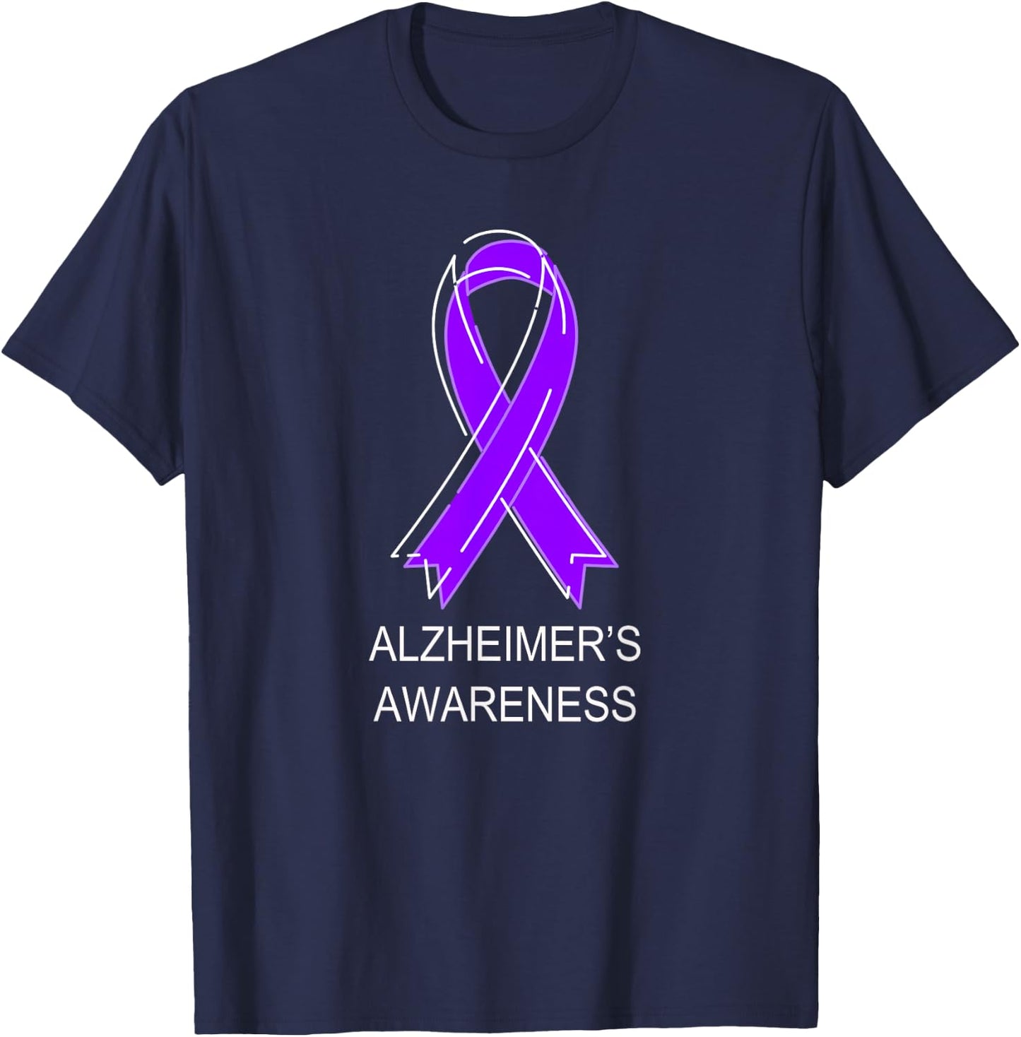 Alzheimer's Awareness Purple Ribbon T-Shirt - T-Shirt | Navy
