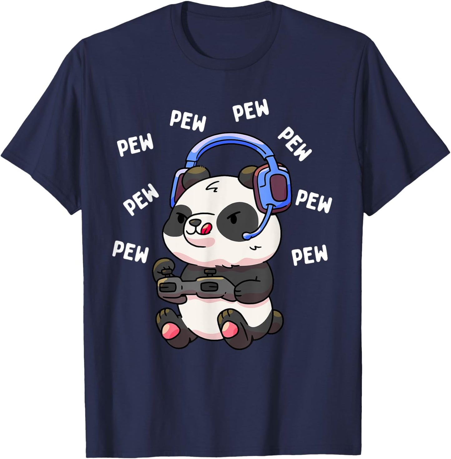 Pew Gamer Panda Pew Pew Gaming Lover Gift T-Shirt - T-Shirt | Navy