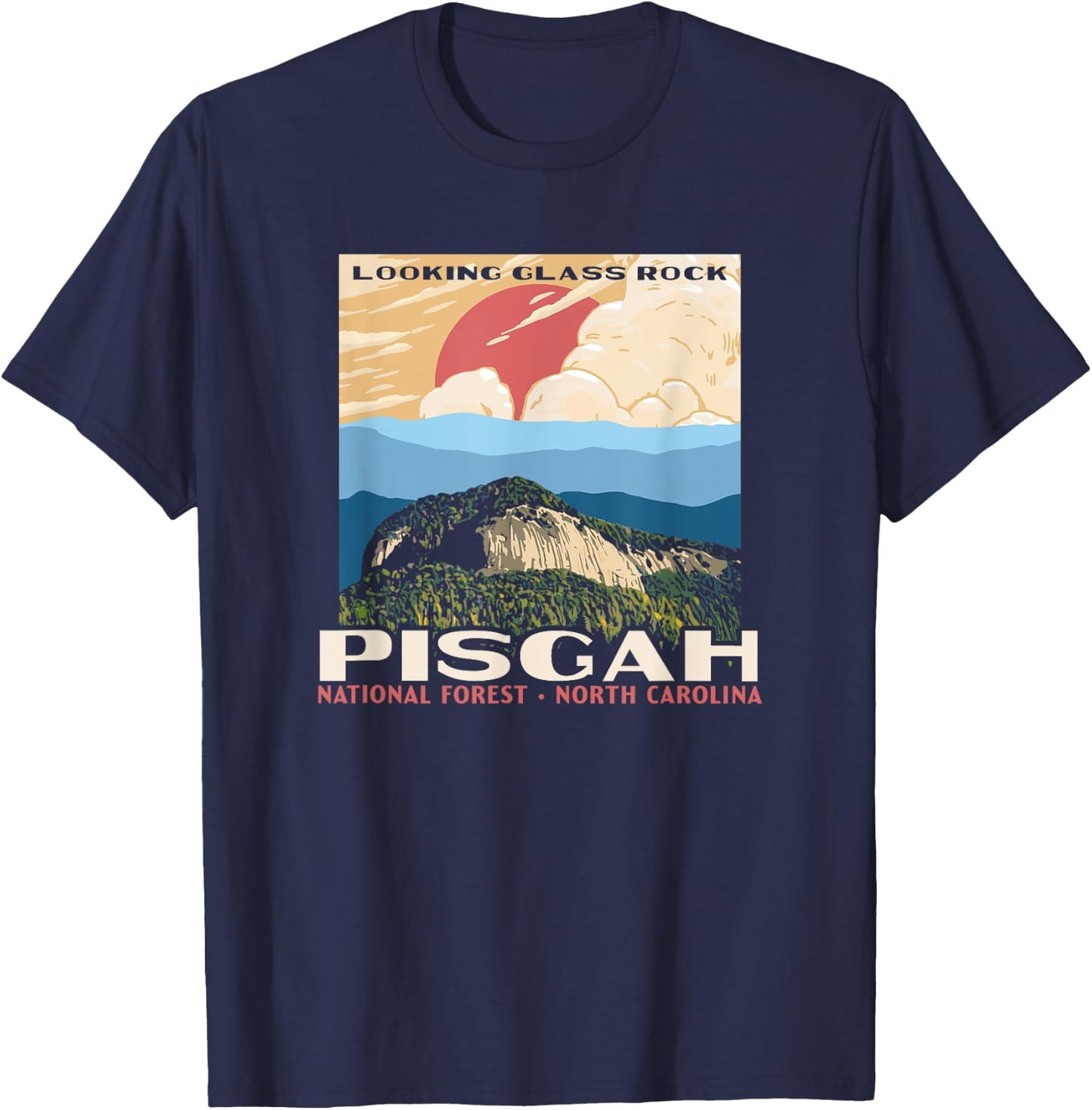 Retro Pisgah National Forest WPA Style Vintage Graphic T-Shirt - T-Shirt | Navy