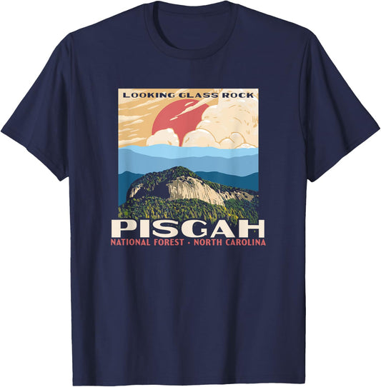 Retro Pisgah National Forest WPA Style Vintage Graphic T-Shirt - T-Shirt | Navy