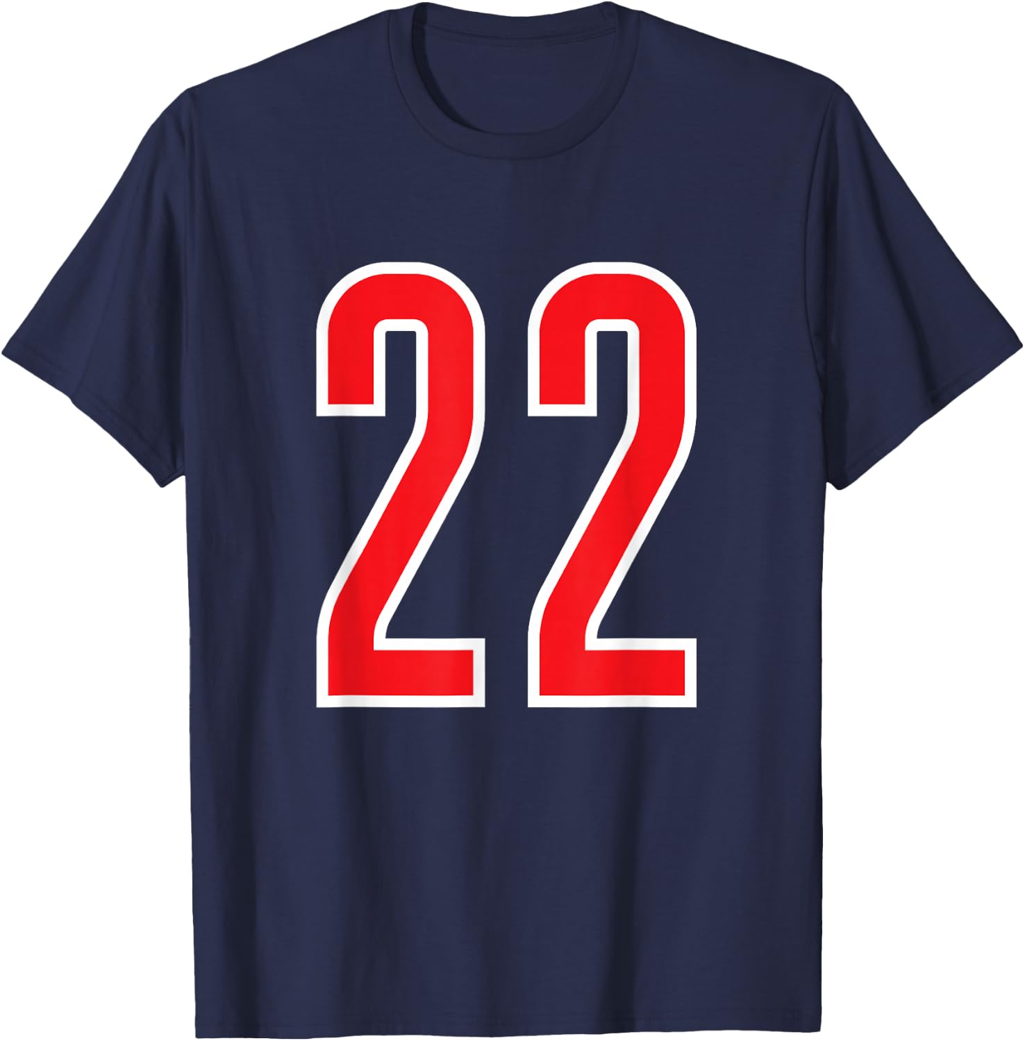 Number White Red Sports Team Number 22 T-Shirt - T-Shirt | Navy