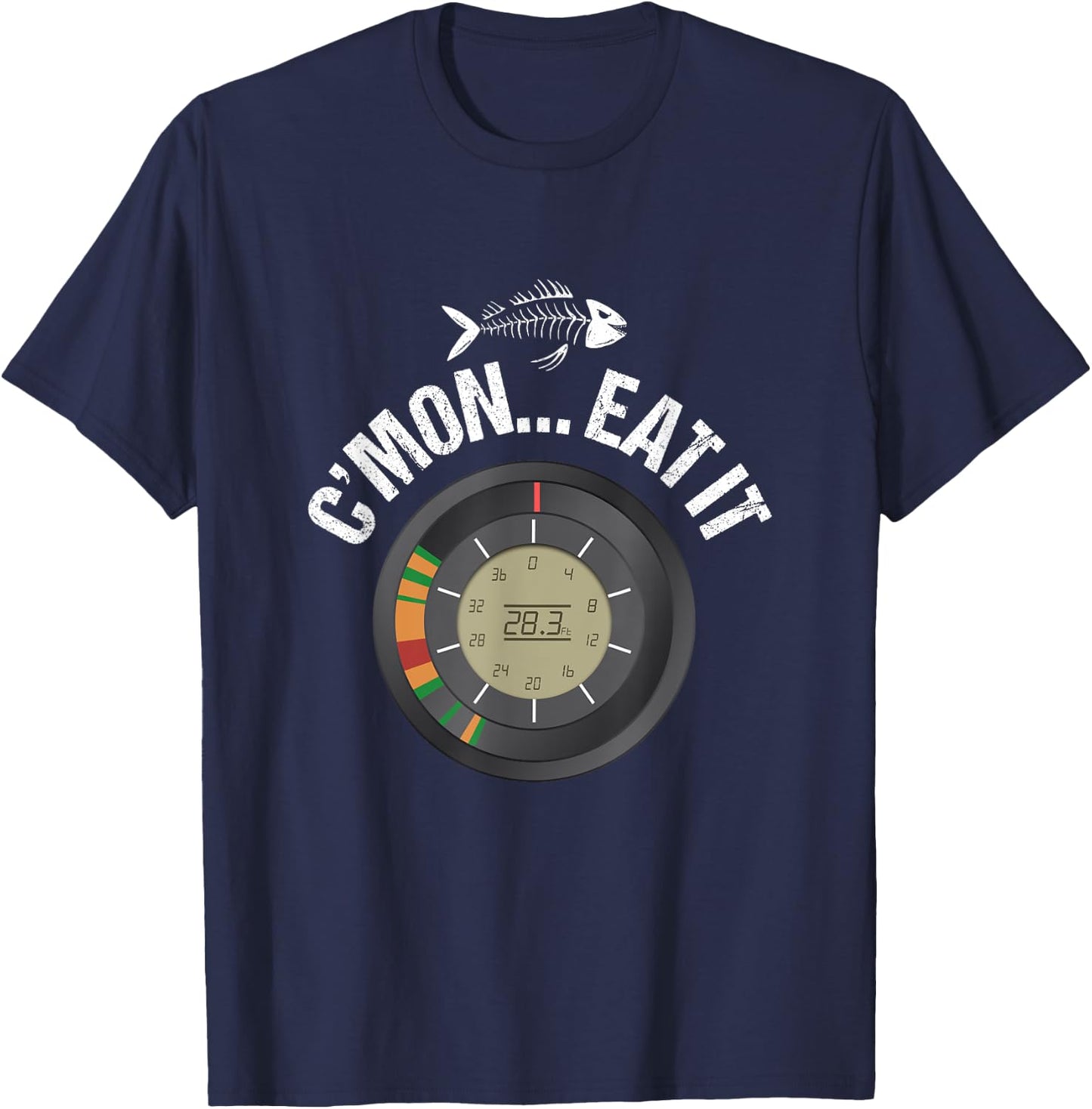 Funny Ice Fishing Flasher Fish Finder Graphic C'mon Eat It T-Shirt - T-Shirt | Navy