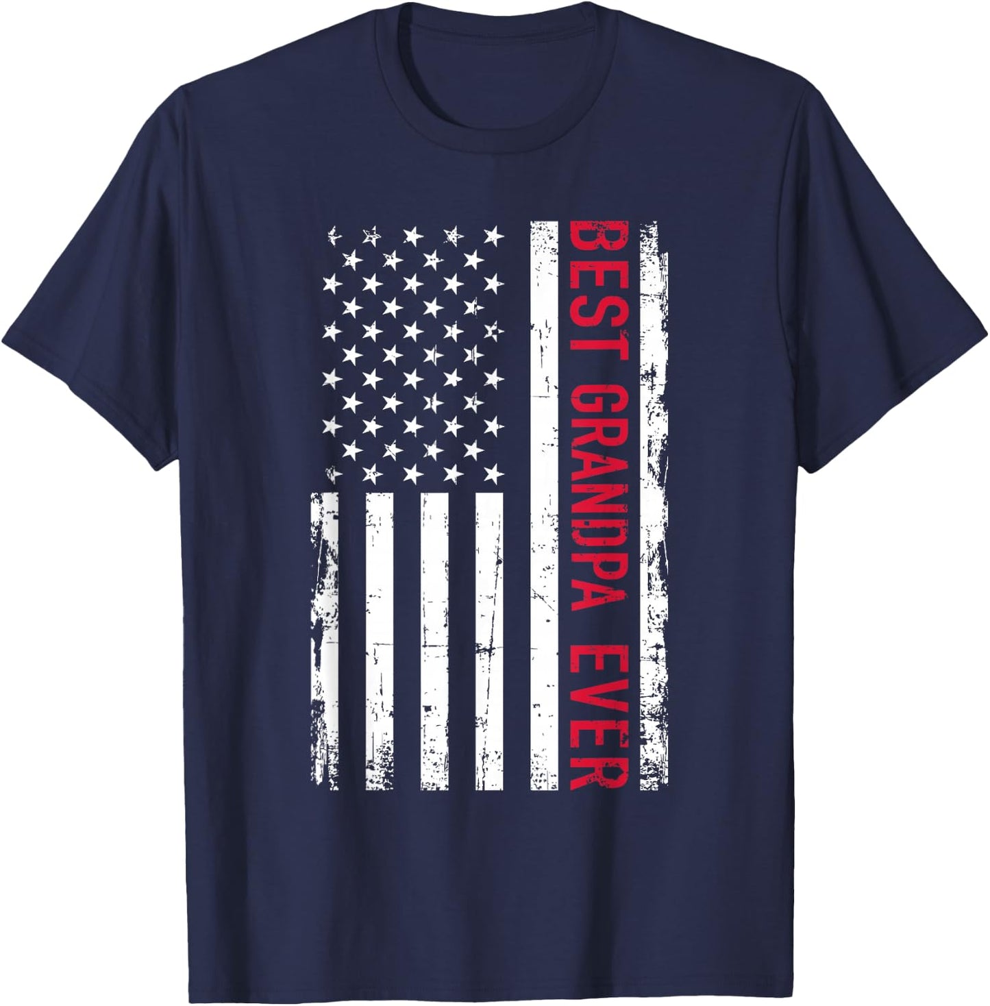 Best Grandpa Ever US American Flag T-Shirt - T-Shirt | Navy
