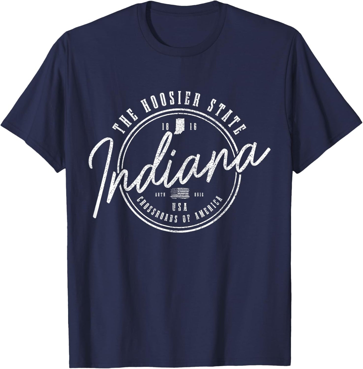Indiana The Hoosier State Est. 1816 USA America Souvenir T-Shirt - T-Shirt | Navy