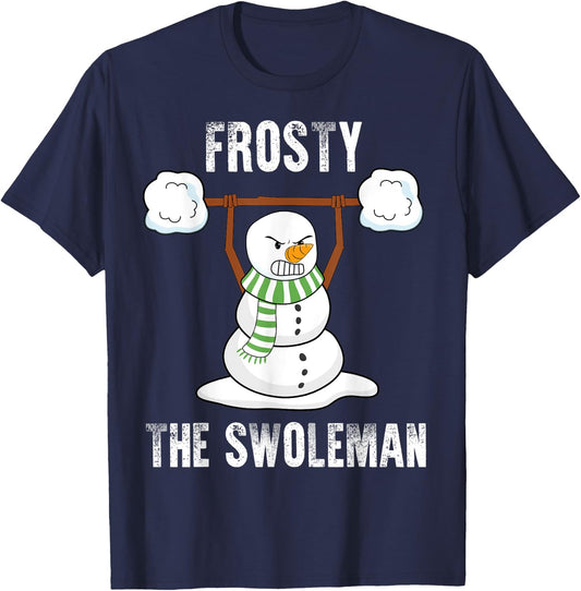 Frosty The Swoleman - Weightlifter Bodybuilding Christmas T-Shirt - T-Shirt | Navy