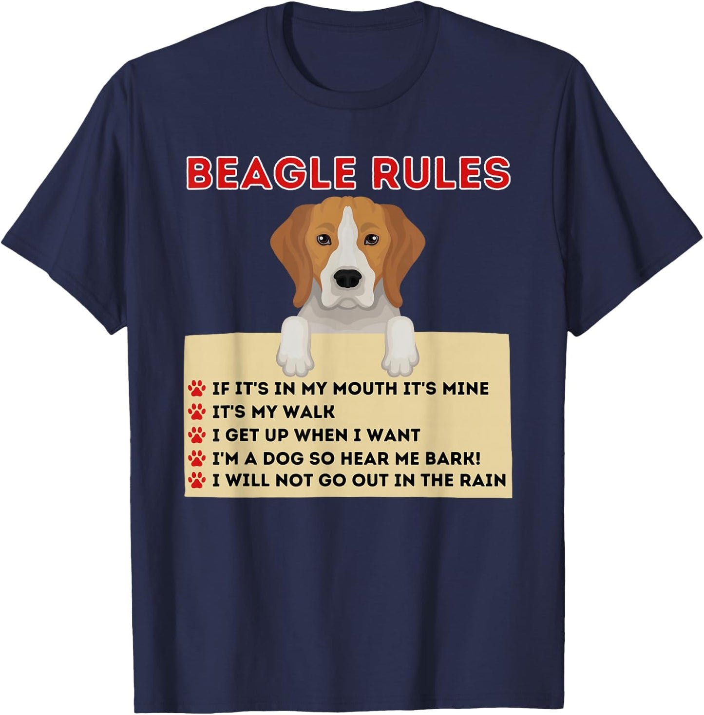 Beagle Rules For Owner - Funny Beagle Dog Lover Pet Owner Men Women Kids T-Shirt - T-Shirt | Navy