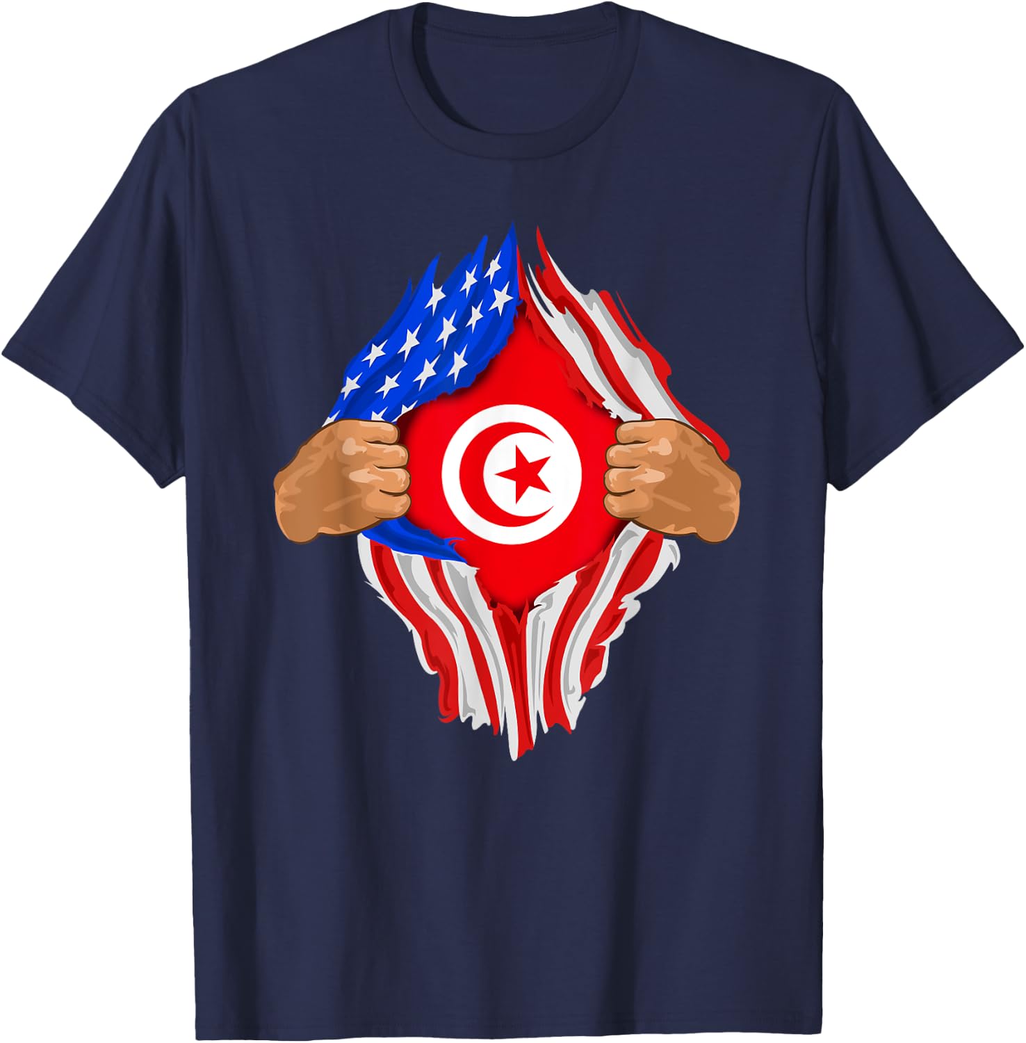 Tunisian Blood Inside Me | Tunisia Flag Gift T-Shirt - T-Shirt | Navy