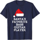 Santa's Favorite Bass Guitar Player Christmas Hat Funny Xmas T-Shirt - T-Shirt | Navy