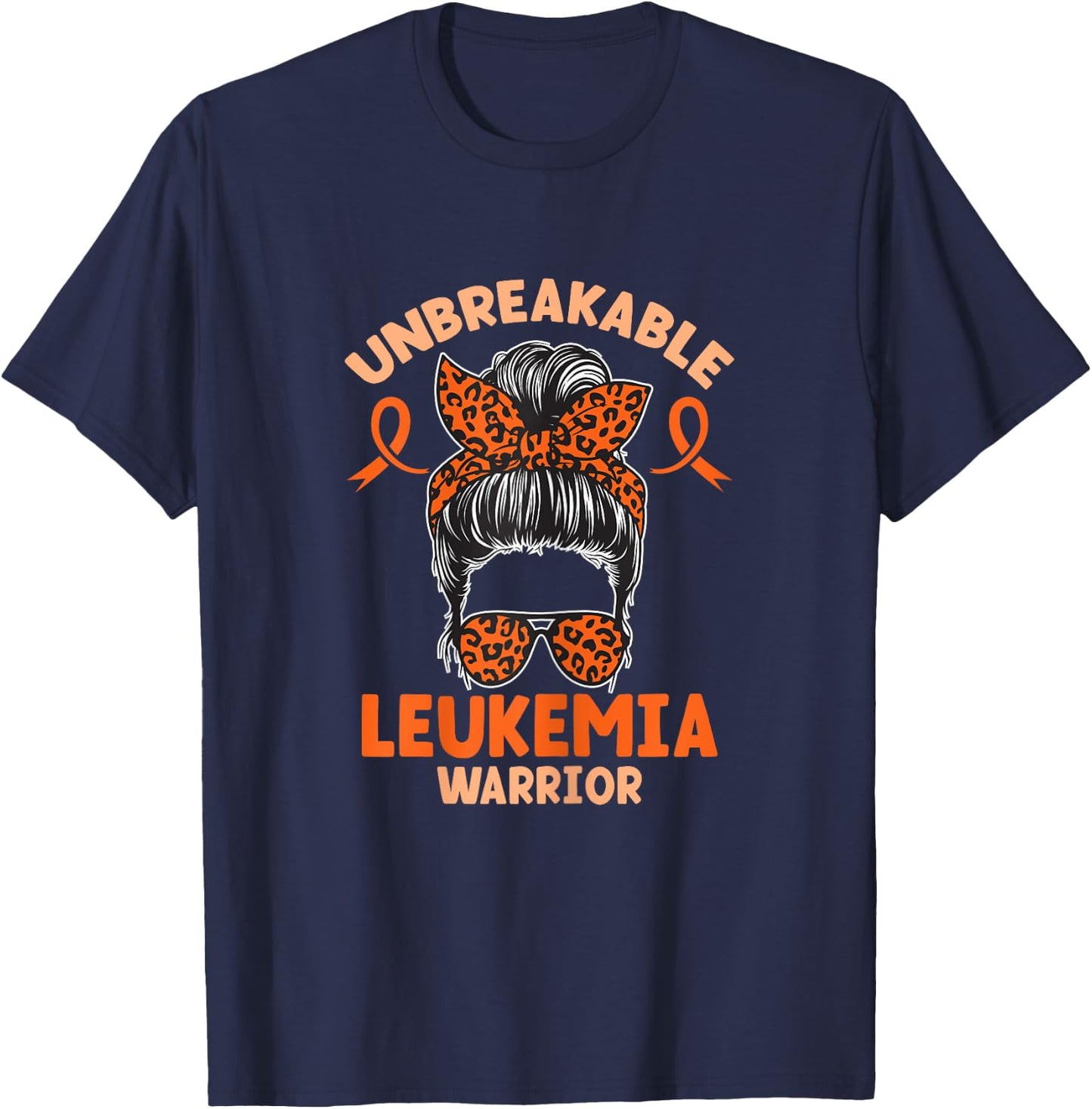 Leukemia Awareness Unbreakable Leukemia Warrior T-Shirt - T-Shirt | Navy