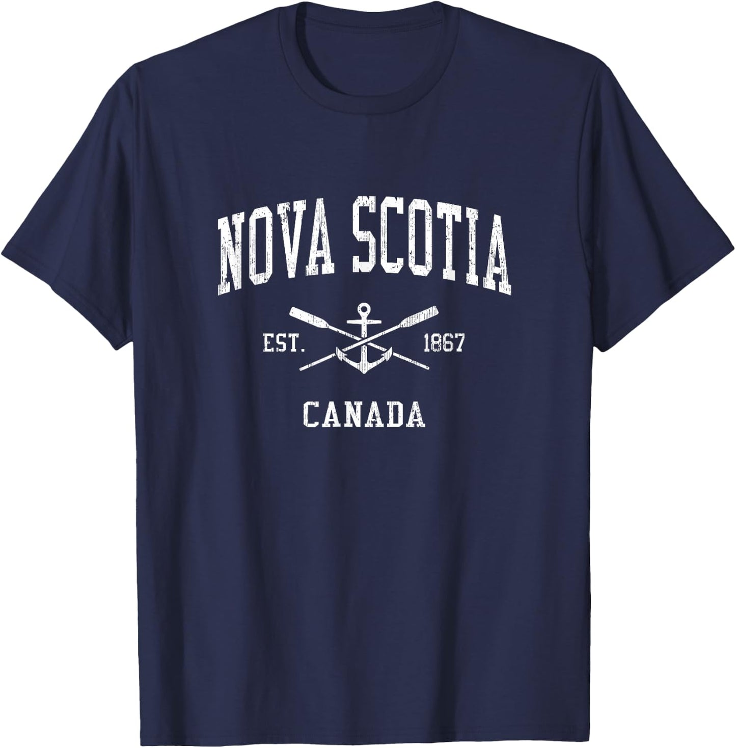 Nova Scotia Vintage Crossed Oars & Boat Anchor Sports T-Shirt - T-Shirt | Navy