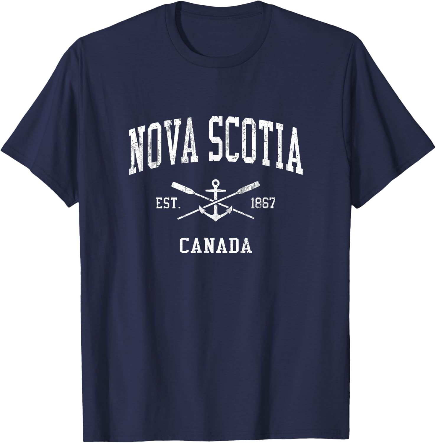 Nova Scotia Vintage Crossed Oars & Boat Anchor Sports T-Shirt - T-Shirt | Navy