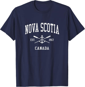 Nova Scotia Vintage Crossed Oars & Boat Anchor Sports T-Shirt - T-Shirt | Navy