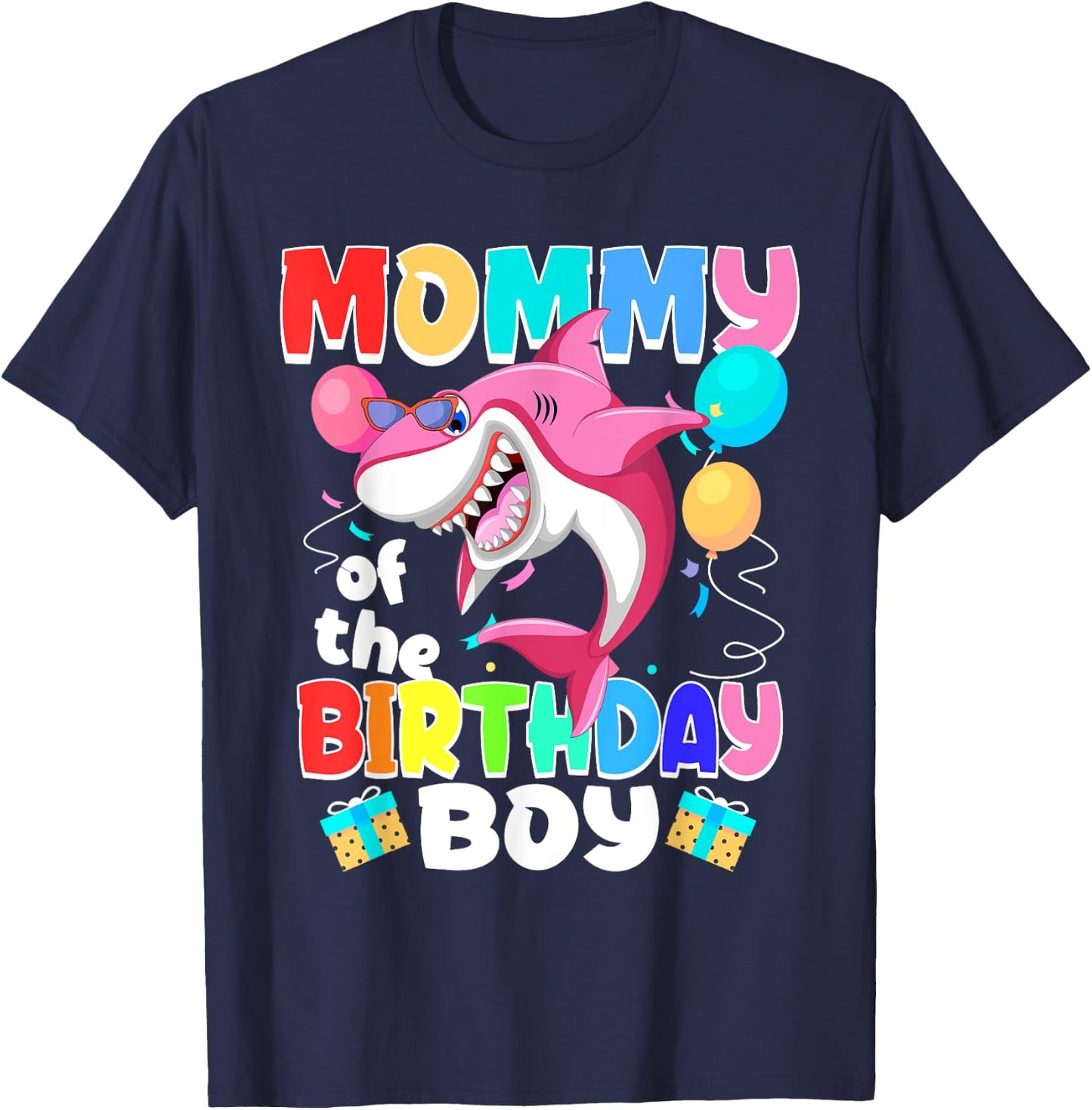 Mommy of the Birthday Boy Family Matching Party Shark T-Shirt - T-Shirt | Navy