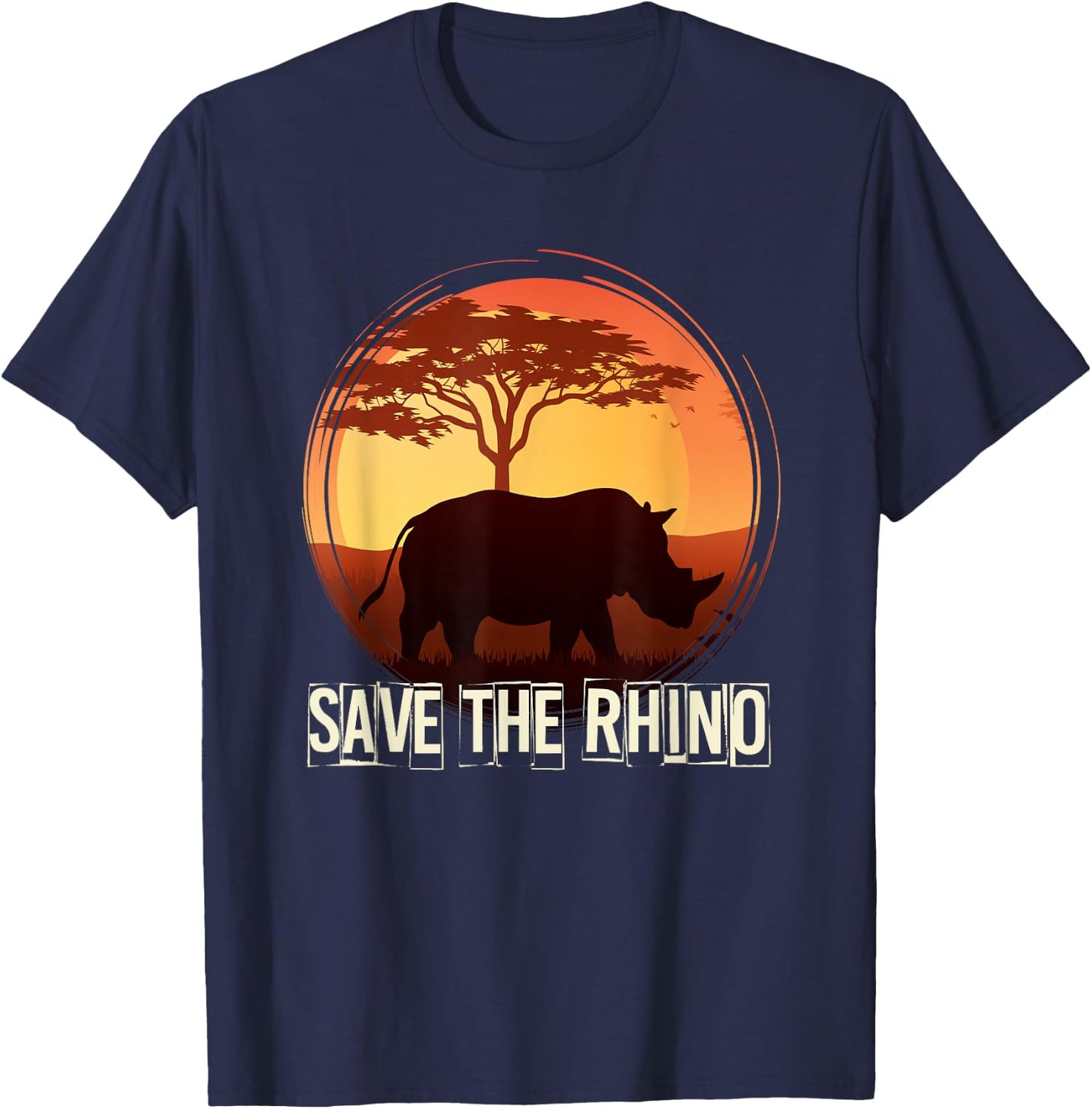 Africa Zoo Keeper Rhinoceros -Adults Black Animal Pattern Small T-Shirt - T-Shirt | Navy