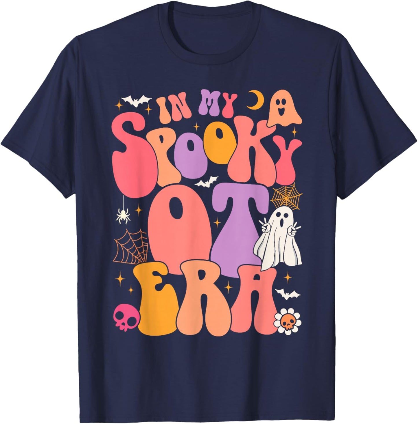 Halloween Groovy In My Spooky OT Era Occupational Therapy T-Shirt - T-Shirt | Navy