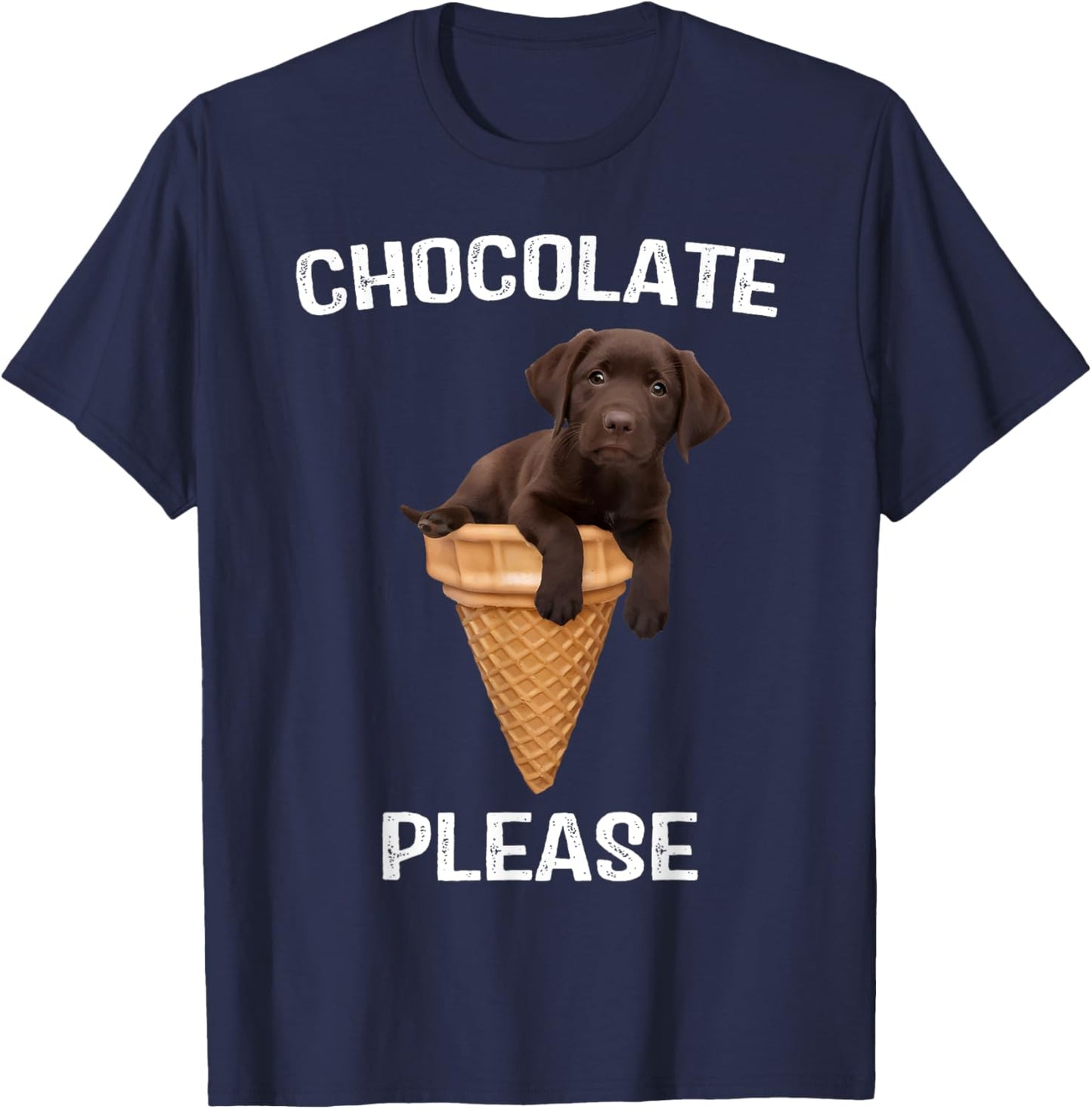 Chocolate Lab Waffle Cone Ice Cream Cute Labrador Puppy Dog Men Women Kids T-Shirt - T-Shirt | Navy