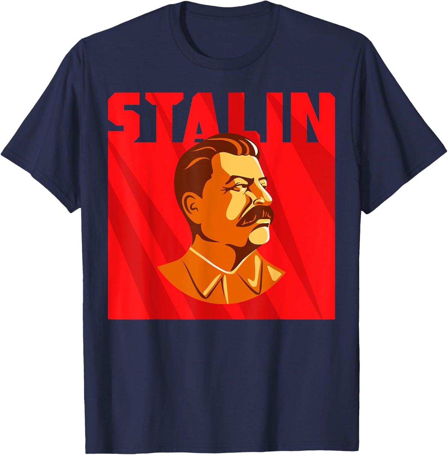 Stalin on red background SOVI8 Vintage Propaganda T-Shirt - T-Shirt | Navy
