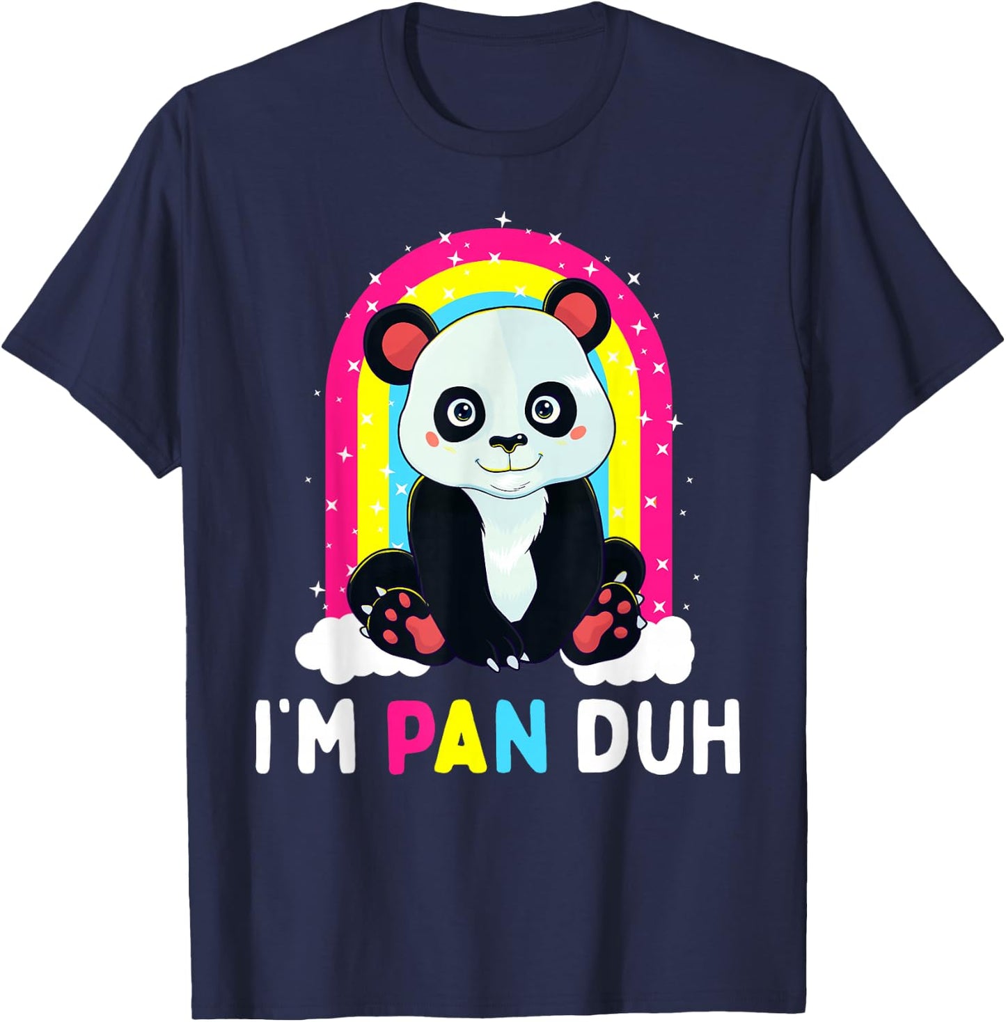 I'm Pan Duh Pansexual Pride Panda Rainbow Flag LGBT Gift T-Shirt - T-Shirt | Navy