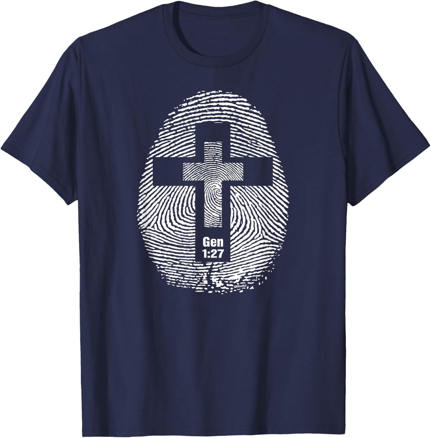 FINGERPRINT AND CROSS Design Christian-inspired ideas T-Shirt - T-Shirt | Navy