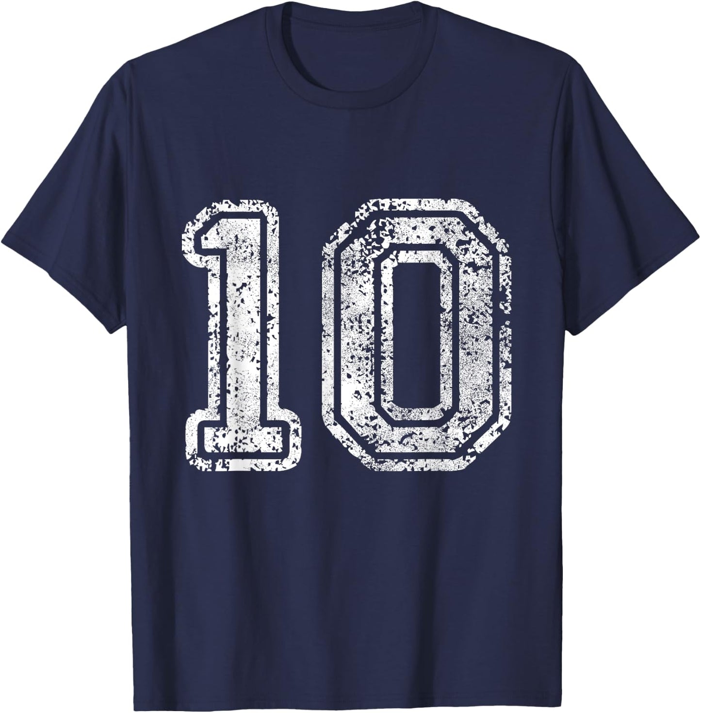 Jersey Number 10 Ten Football Number Baseball Sport T-Shirt - T-Shirt | Navy