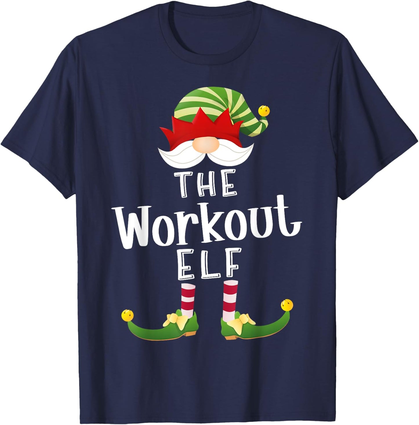 Workout Elf Group Christmas Funny Pajama Party T-Shirt - T-Shirt | Navy