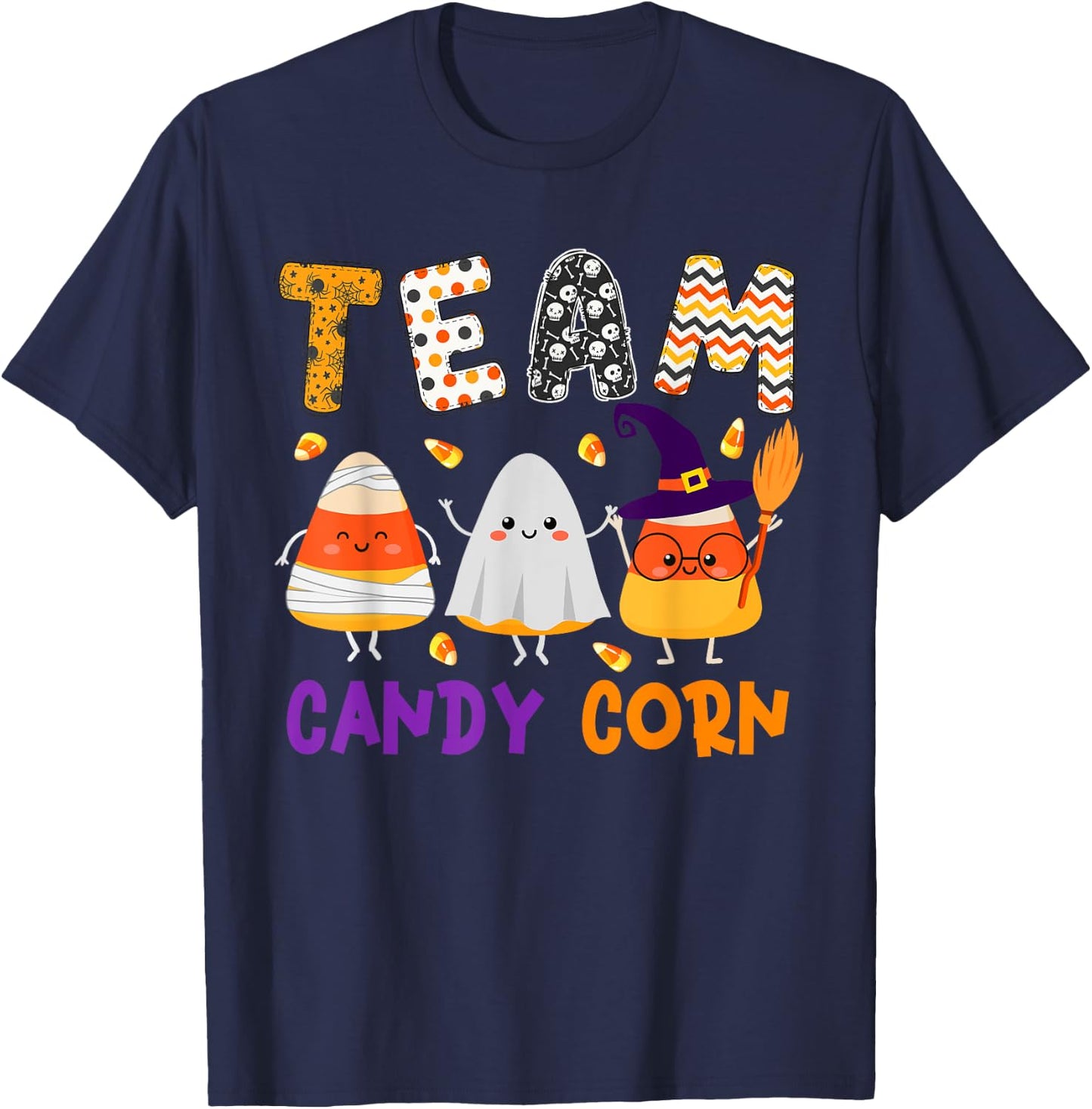 Team Candy Corn Halloween Candy Corns As Witch Boo Mummy T-Shirt - T-Shirt | Navy