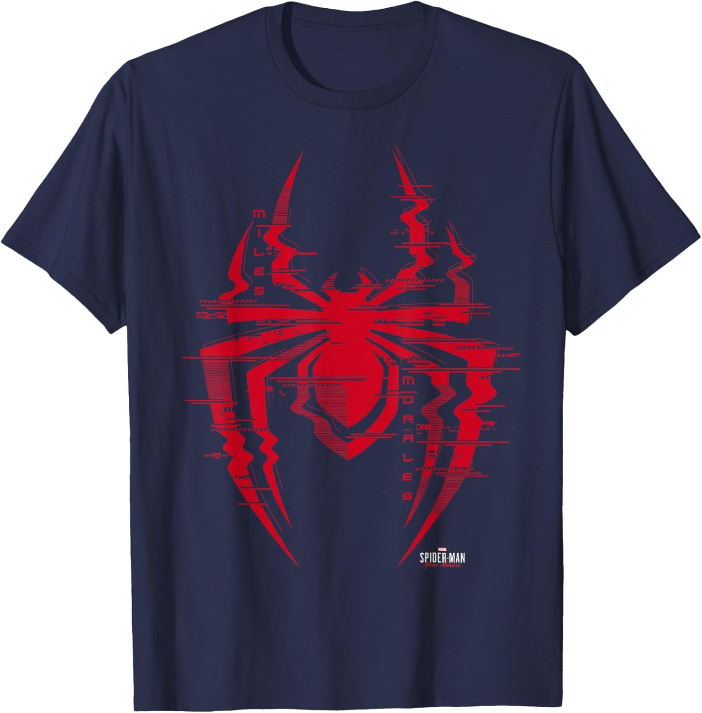 Marvel Spider-Man: Miles Morales Glitch Spider Logo T-Shirt - T-Shirt | Navy