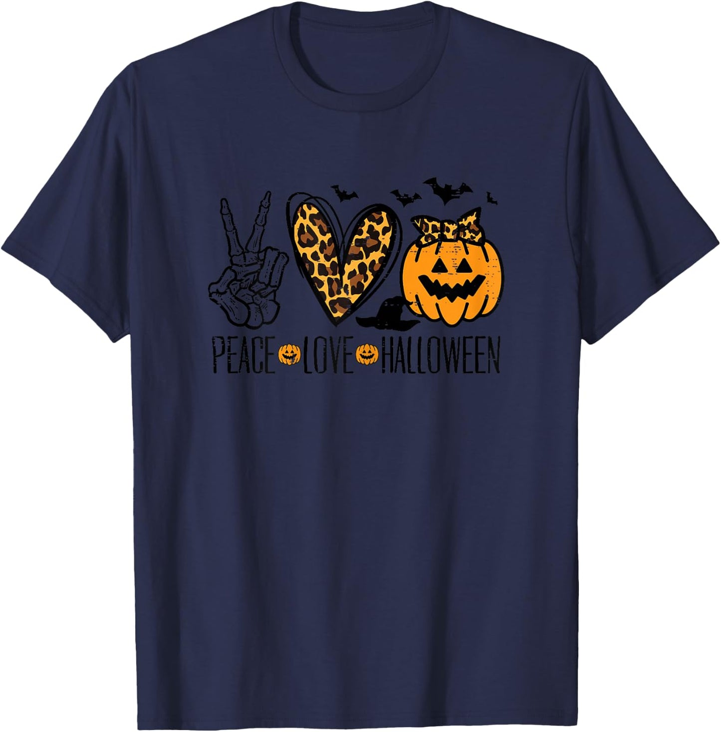 Peace Love Halloween Costume Women Girls Kids Toddler Youth T-Shirt - T-Shirt | Navy