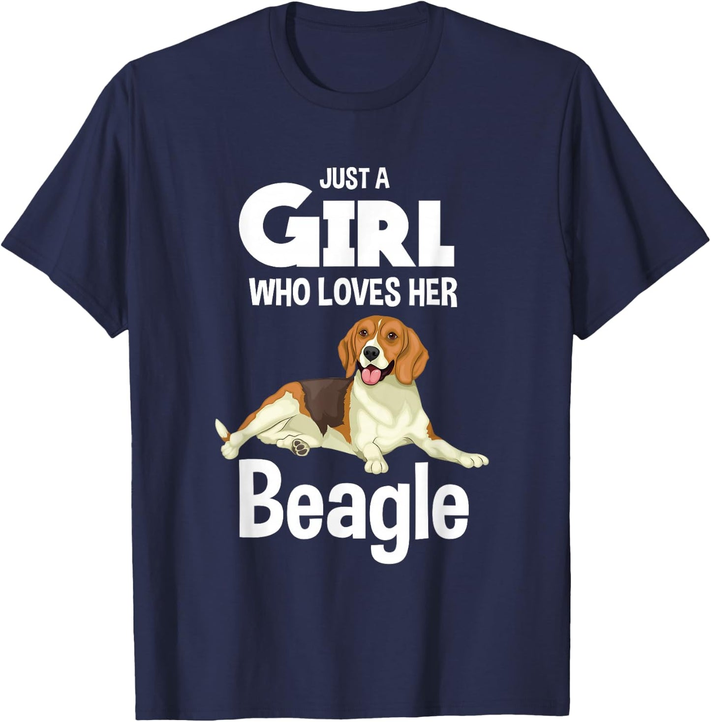 Just A Girl Who Loves Her Beagle Dog Clothes Gift Beagle T-Shirt - T-Shirt | Navy