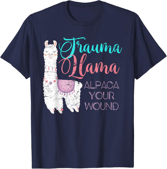 Trauma Llama Alpaca Your Wound Nurse T-Shirt - T-Shirt | Navy