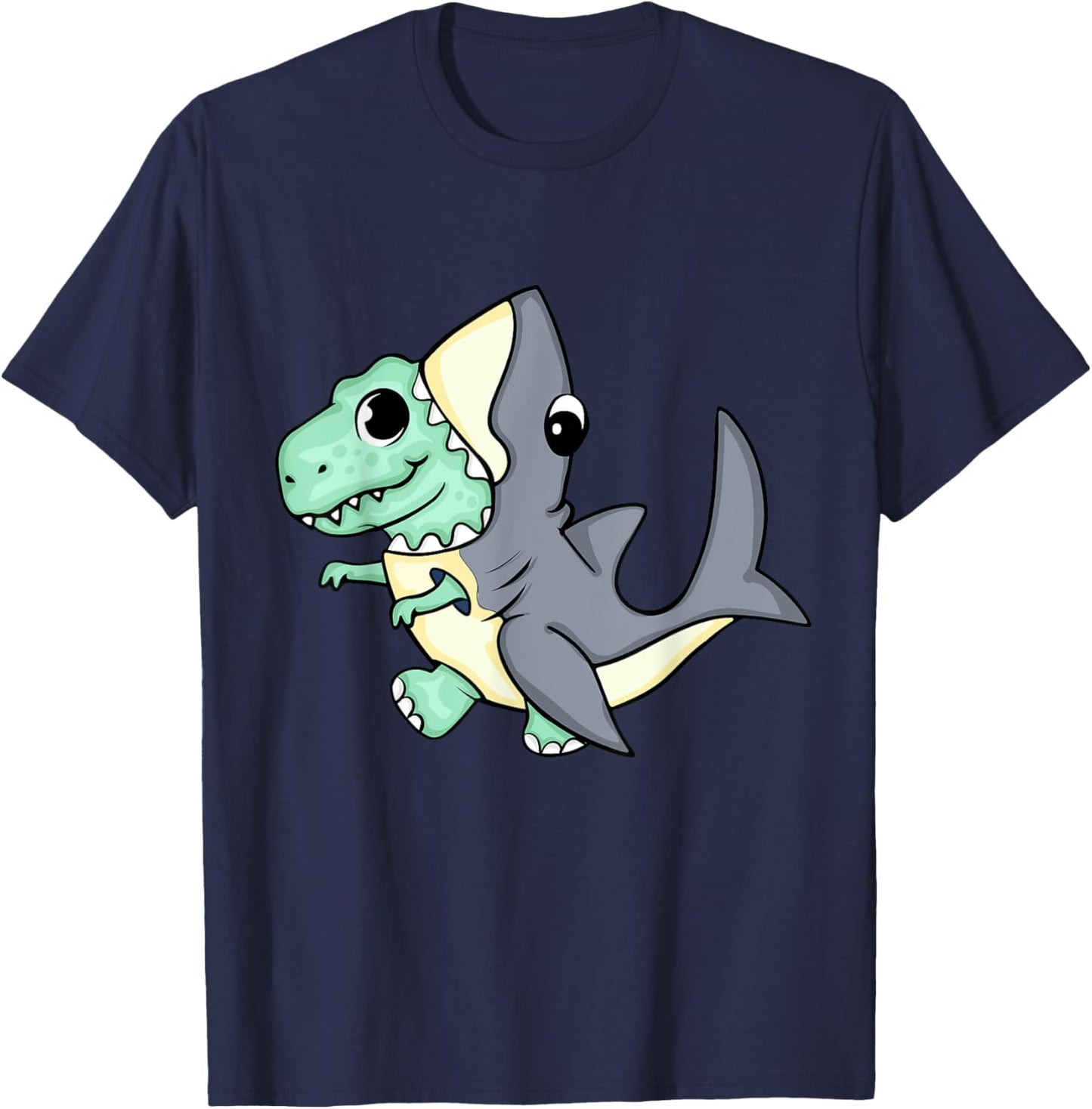 Cute Dinosaur In Shark Costume Kids Dinosaur T-Shirt - T-Shirt | Navy