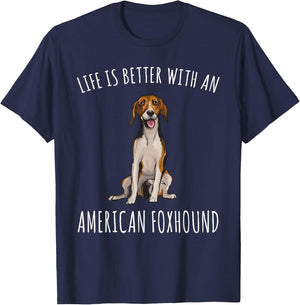 Life Is Better With A American Foxhound Dog Lover Women T-Shirt - T-Shirt | Navy