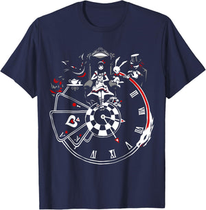 VampireFreaks Alice In Wonderland Clock T-Shirt - T-Shirt | Navy