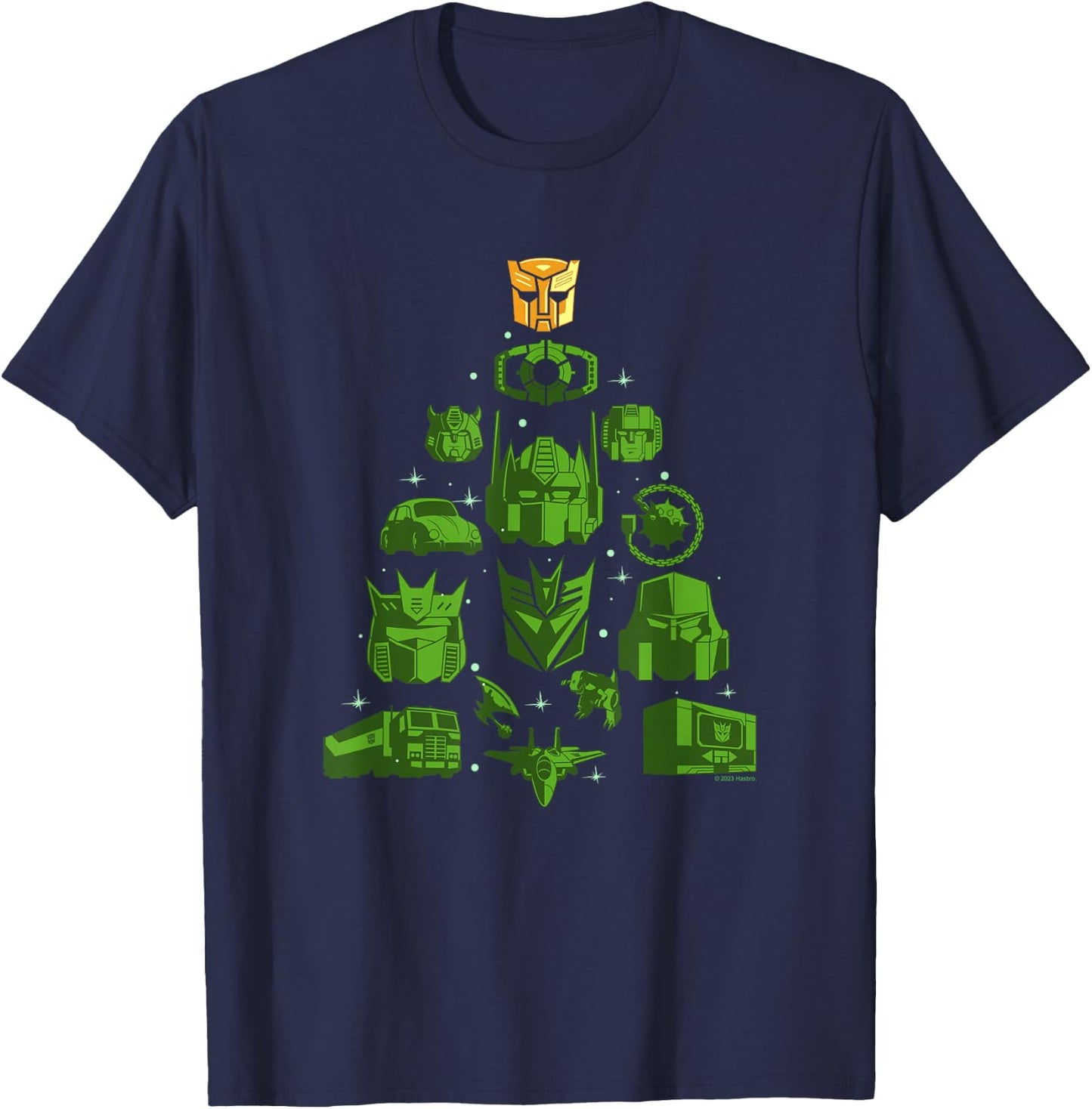Transformers Christmas Vintage Autobot Christmas Tree Stack T-Shirt - T-Shirt | Navy