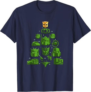 Transformers Christmas Vintage Autobot Christmas Tree Stack T-Shirt - T-Shirt | Navy