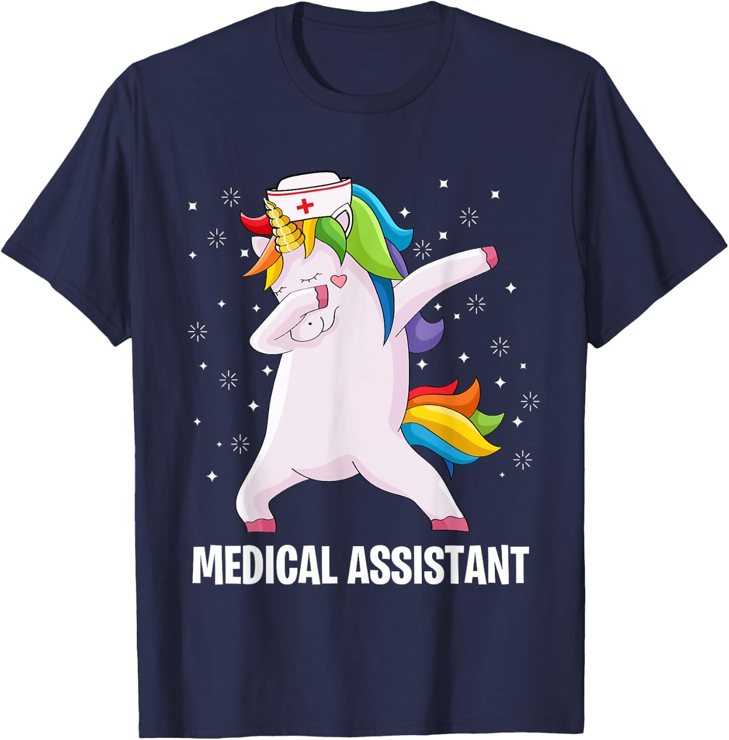 Funny MA Certified Medical Assistant Dabbing Unicorn T-Shirt - T-Shirt | Navy