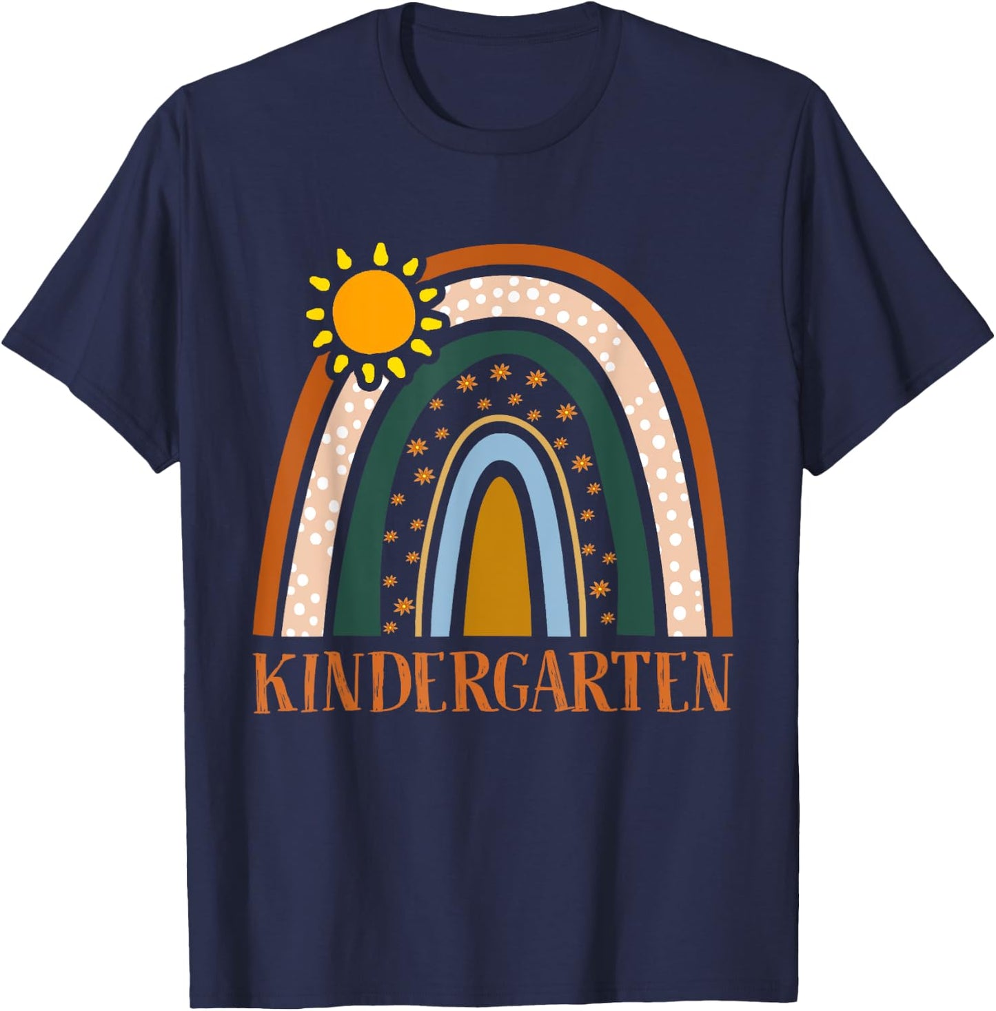 Kindergarten Teacher Students Rainbow Back School Cute Gift T-Shirt - T-Shirt | Navy