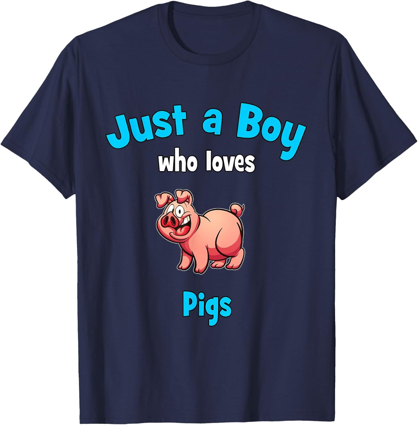 Pig Shirt for Boys | Children's Pig T-Shirt - T-Shirt | Navy