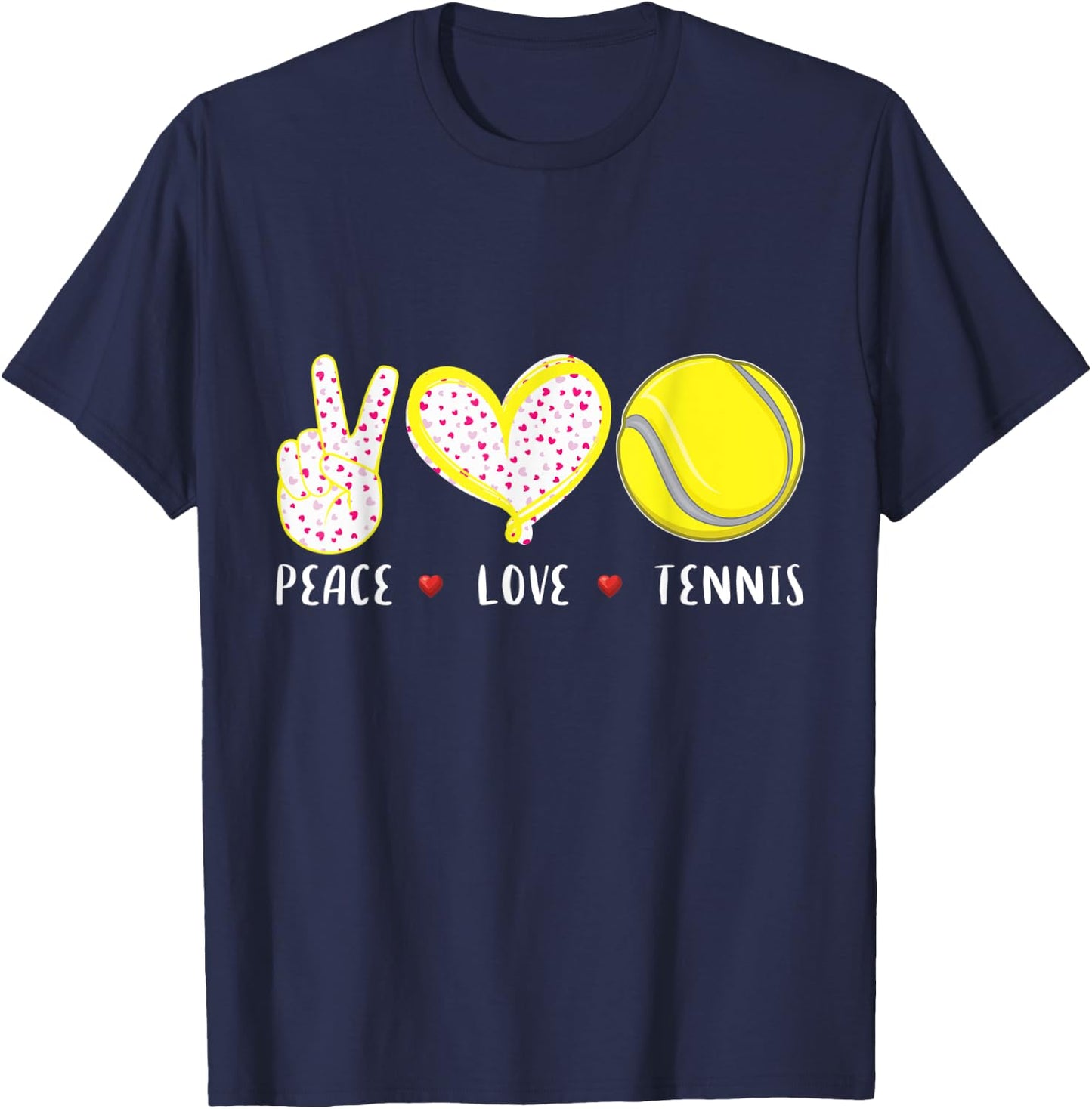 Peace Love Tennis Gifts for Girls Boys Kids Women Men Coach T-Shirt - T-Shirt | Navy