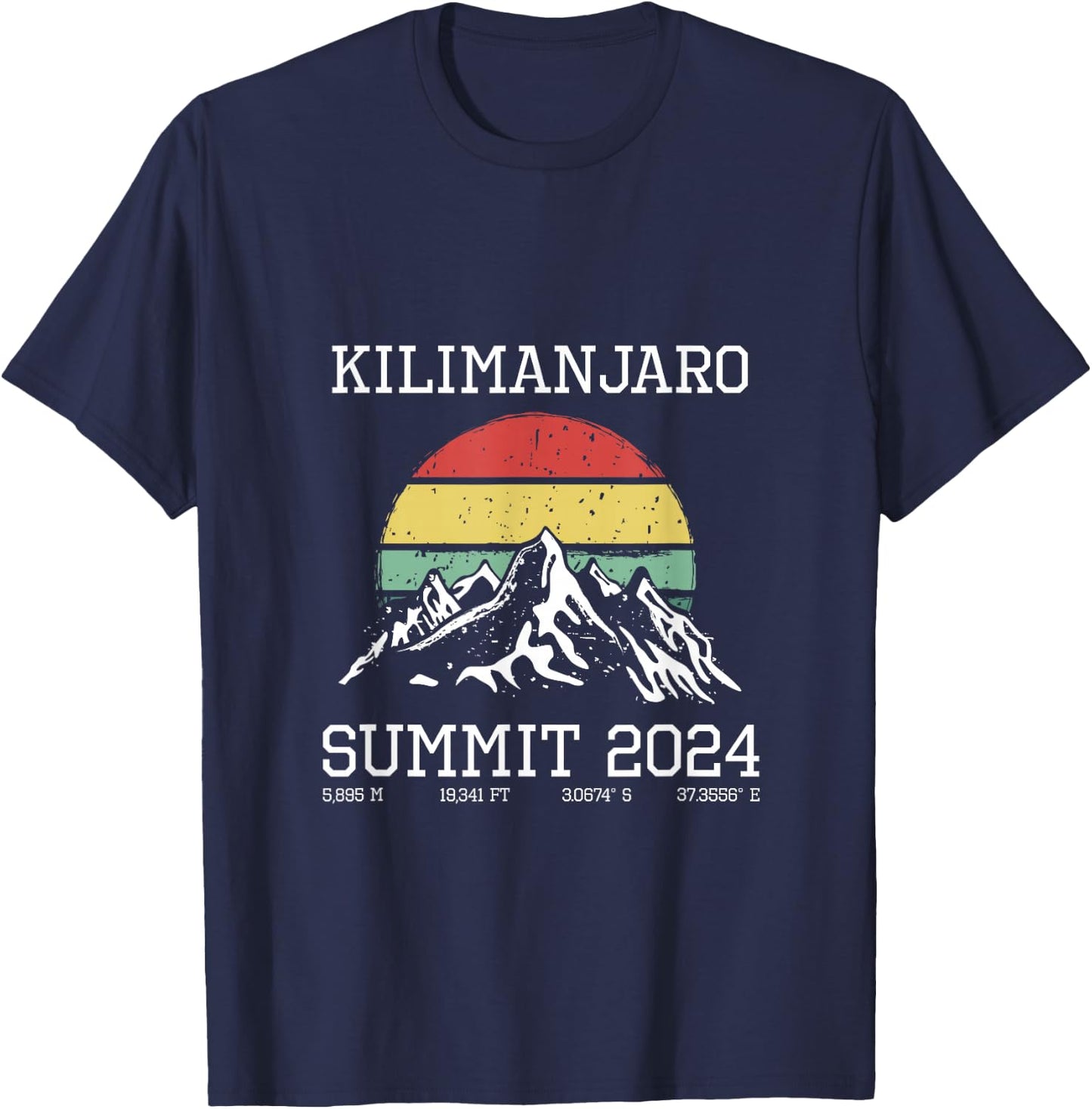Climbed Kilimanjaro Summit 2024 Hike Tanzania Hiking Retro T-Shirt - T-Shirt | Navy