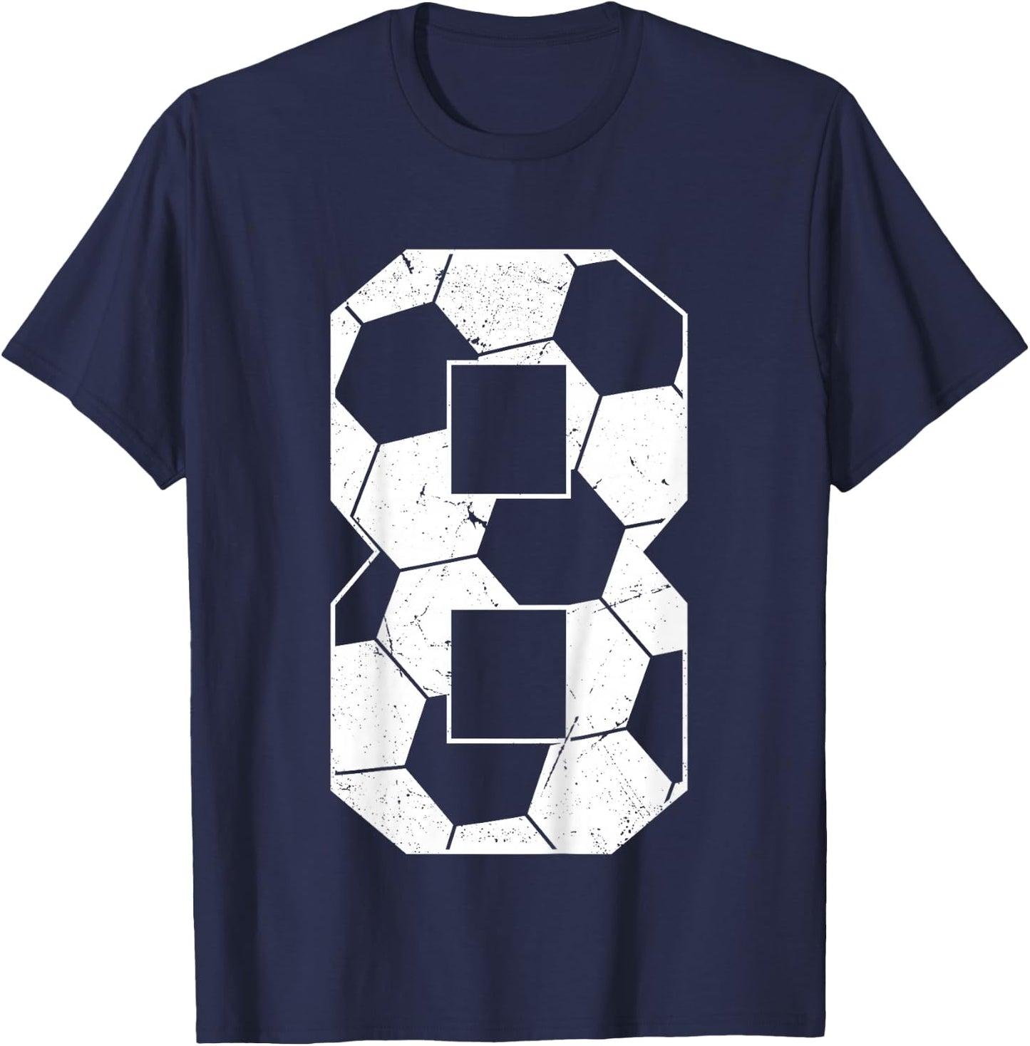 Kids 8th Birthday Boy Soccer Player Football 8 Years Old T-Shirt - T-Shirt | Navy
