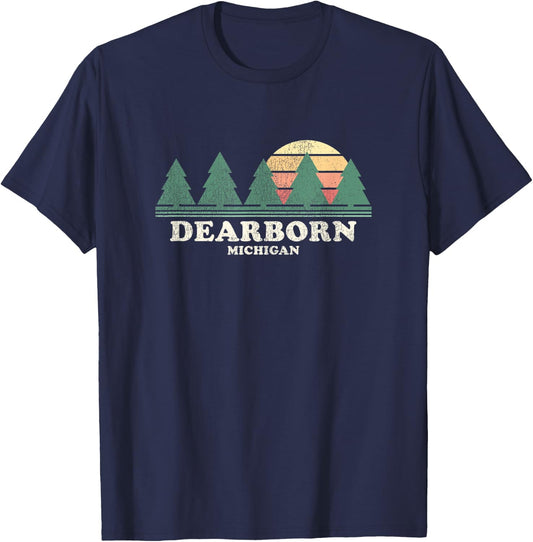 Dearborn MI Vintage Throwback Retro 70s Design T-Shirt - T-Shirt | Navy