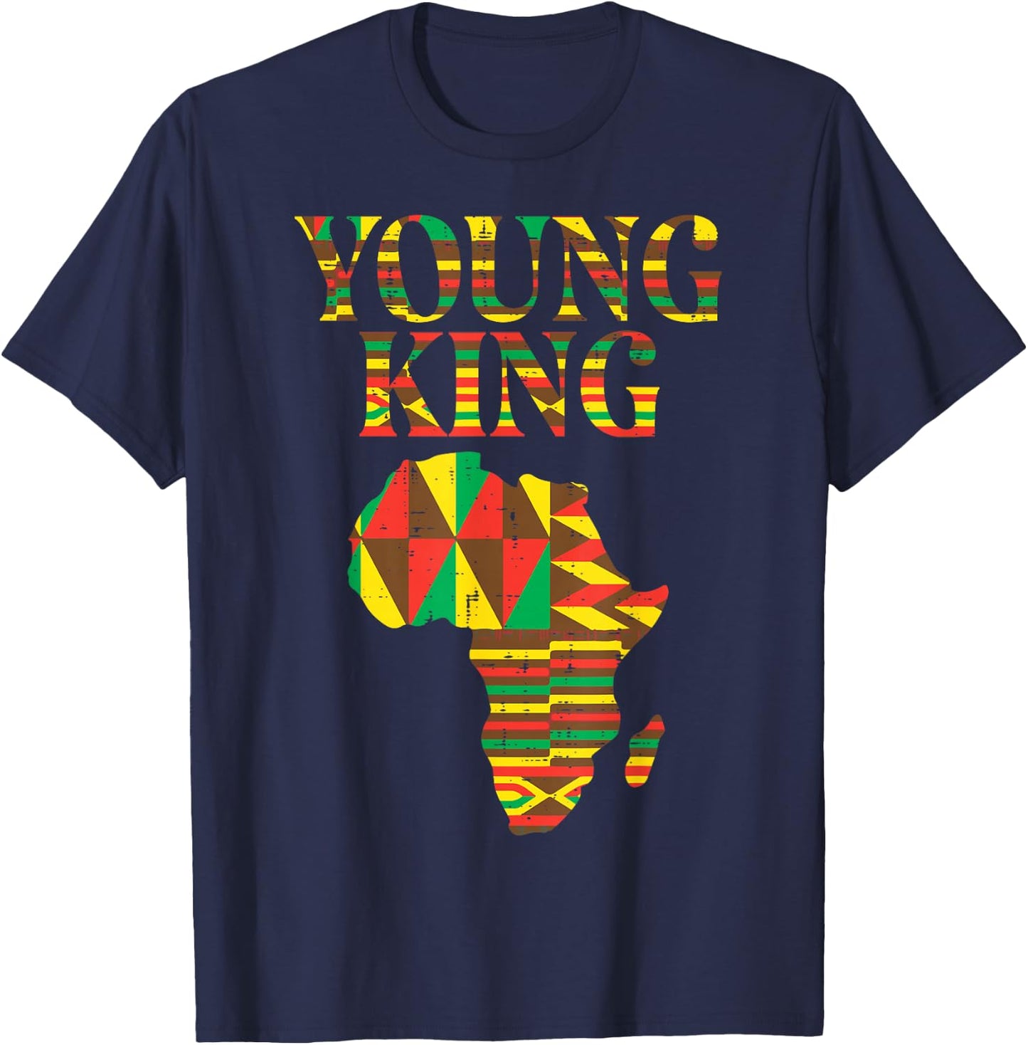 Black History Young King African Map Boys Kids Youth Men T-Shirt - T-Shirt | Navy