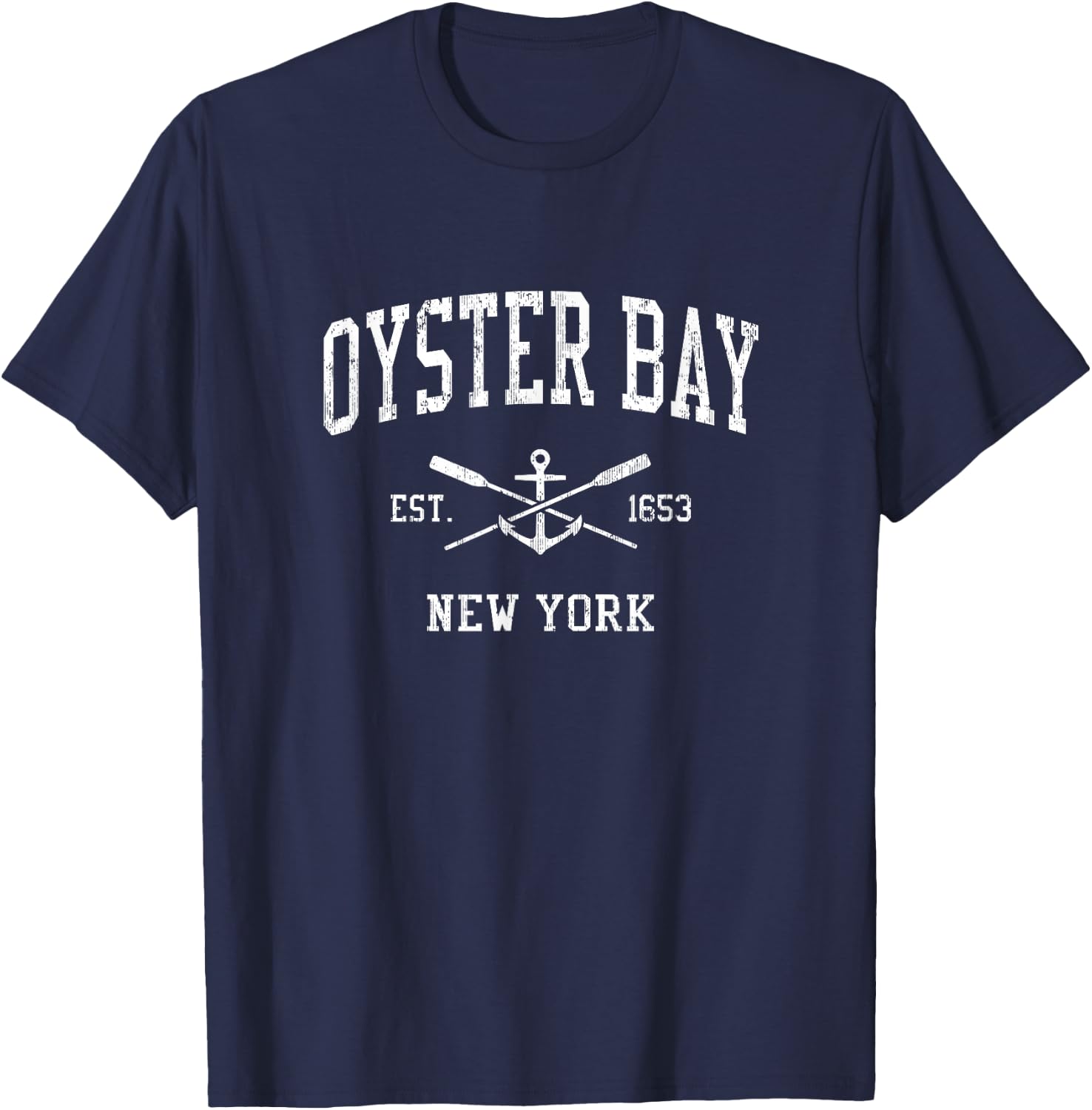 Oyster Bay NY Vintage Crossed Oars & Boat Anchor Sports T-Shirt - T-Shirt | Navy